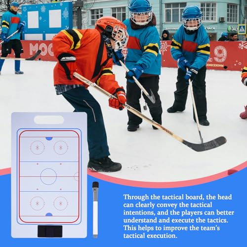 Ice Hockey Dry Erase Coaches Clipboard, 16 x 9.8 inch Double Sided Whiteboard with Marker Pen
