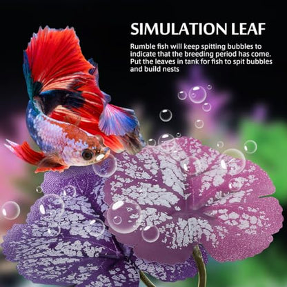 balacoo 2Pcs Betta Fish Leaf Hammock Pad Aquarium Tank Plastic Plants with Suction Cup for Simulating Natural Habitat Spawning Grounds Spot Breeding Resting Bed