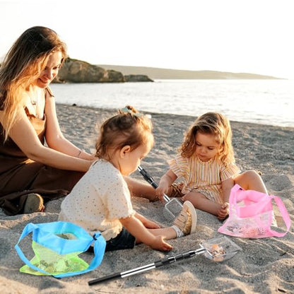 New Upgraded 2 Pcs Shark Tooth Sifter with Seashell Bags, Beach Sand Sifter, Sand Scoop Shell Scooper for Beach Scoop Shovel Sifter Tool for Picking Up Shells, Shark Tooth Sifter Dipper - color: Black