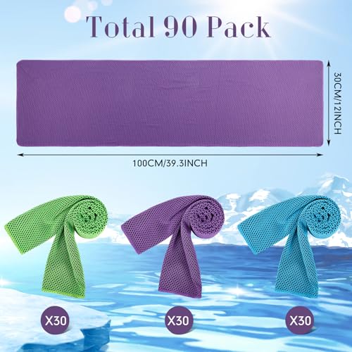 Redbaker 90 Pcs Cooling Towels Bulk for Neck Face 40"x12",Bright Color - color: Bright Color
