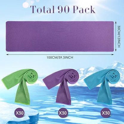 Redbaker 90 Pcs Cooling Towels Bulk for Neck Face 40"x12",Bright Color - color: Bright Color