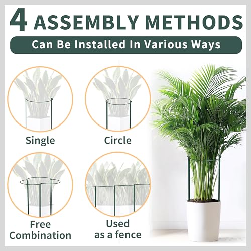 TCBWFY 10 Pack Garden Supports for Plants Metal 10" Wide x 24" High Interlock Half Round Garden Plant Support Ring Border Support Plant Support Ring Cage for Rose Flowers Vine Tomato