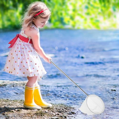 Cabilock Stainless Steel 3D Telescopic Fish and Shrimp Net Fine Mesh Small Aquarium Scoop for Mini Fish and Shrimp Large White Round Net