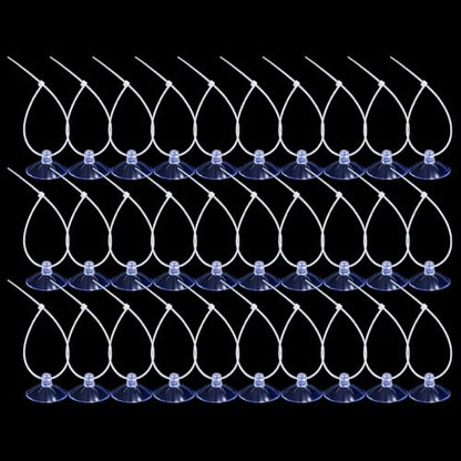 30PCS Aquarium Suction Cups 35mm Mini Suction Cups with 50PCS Adjustabletransparent Zip Ties Fish Tank Suction-Cups Small Sea Sucker Suction-Cup for Plants, Planter, Binding Moss, Window