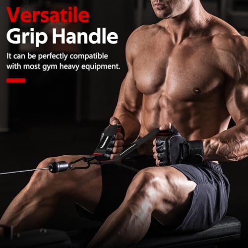 RENRANRING Gym Exercise Handles, Replacement Handle Attachments for Cable Machine Pulleys, Resistance Band and Strength Trainer, Pull Down Workout Accessories, Home Gym Add On Equipment - color: Black,Red