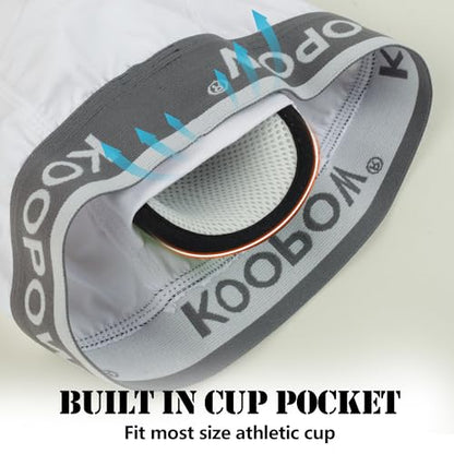 KOOPOW Youth Boys Compression Shorts with Soft Protective Athletic Cup - color: 0206-black/White(2-pack), size: X-Large