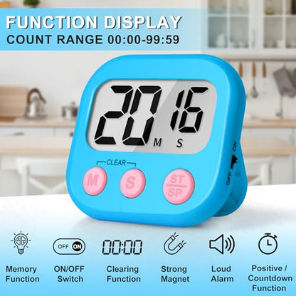 ZILLEEN Classroom Timer for Kids Teachers 2 Pack Digital Timers Blue Pink - color: Blue & Pink
