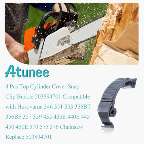 4 Pcs Top Cylinder Cover Snap Clip Buckle 503894701 Compatible with Husqvarna 346 351 353 356BT 356BF 357 359 435 435E 440E 445 450 450E 570 575 576 Chainsaw Replace 503894701 - color: Black