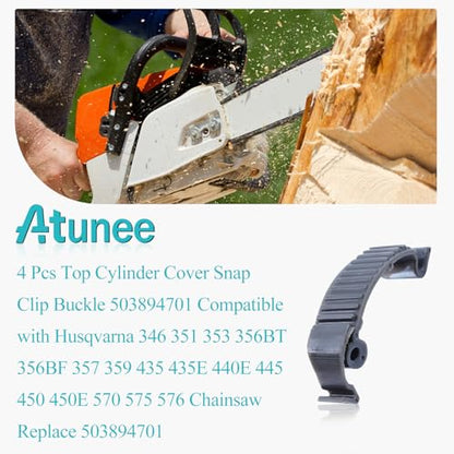 4 Pcs Top Cylinder Cover Snap Clip Buckle 503894701 Compatible with Husqvarna 346 351 353 356BT 356BF 357 359 435 435E 440E 445 450 450E 570 575 576 Chainsaw Replace 503894701 - color: Black