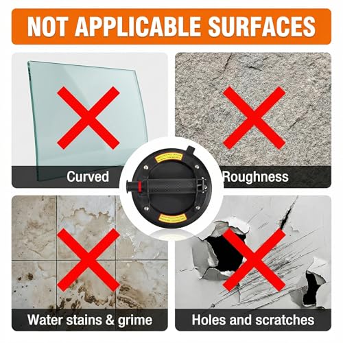 2 Pack 8" Glass Suction Cups with Carrying Case, Vacuum Suction Cup Lifter, Heavy Duty Tile Suction Cup Tool for Granite, Large Glass, Tile, Window, 440lbs Load Capacity