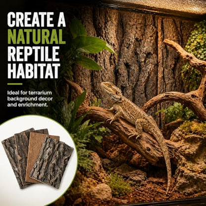 Natural Cork Bark Background for Reptile Terrarium, 4 Pack 11.8 x 7.9 Inch Cork Bark Flats, DIY Reptile Enclosure Background Climbing Wall for Gecko Bearded Dragon Lizard Snake Vivarium