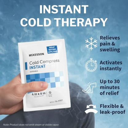 McKesson Instant Cold Packs, Pain Relief, Swelling, 4 x 6 in - size: 4 x 6 Inch (24 Count)