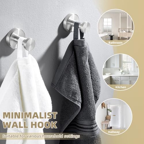 APLusee Brushed Nickel Bath Towel Hooks for Shower, 2 Pack, Wall Mounted - color: Brushed Nickel, size: 2 Pack