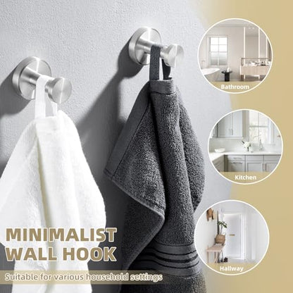 APLusee Brushed Nickel Bath Towel Hooks for Shower, 2 Pack, Wall Mounted - color: Brushed Nickel, size: 2 Pack