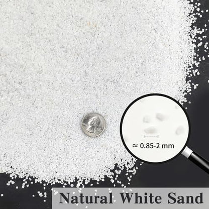 5 lbs Aquarium White Sand, 0.8-2 mm Mini Aquarium Gravel. Coarse Sand for Fish Tank, Paintings, Succulent Plants Potted, Fire Pits, Candle, Vase Filler and Crafts