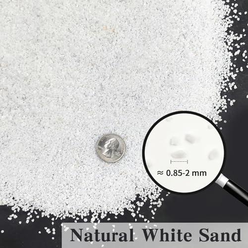 5 lbs Aquarium White Sand, 0.8-2 mm Mini Aquarium Gravel. Coarse Sand for Fish Tank, Paintings, Succulent Plants Potted, Fire Pits, Candle, Vase Filler and Crafts - color: White, size: 5 LB