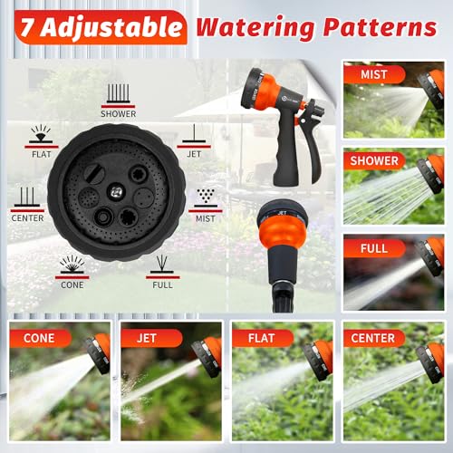 AUTOMAN-Garden-Hose-Nozzle, 2 Pack ABS Water Spray Nozzle with Heavy Duty 7 Adjustable Watering Patterns,Slip Resistant for Watering Plants,Lawn& Garden,Washing Cars,Cleaning, Orange - color: Orange ×2