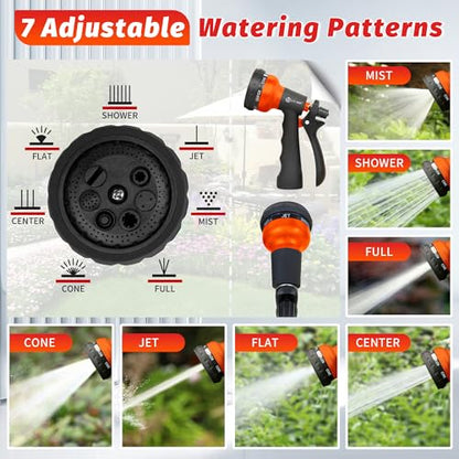 AUTOMAN-Garden-Hose-Nozzle, 2 Pack ABS Water Spray Nozzle with Heavy Duty 7 Adjustable Watering Patterns,Slip Resistant for Watering Plants,Lawn& Garden,Washing Cars,Cleaning, Orange - color: Orange ×2