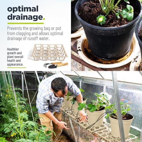 Pot Holder Plant Stand, Plant Riser, Modular Pot Spacer for Indoor and Outdoor Planters & Containers – UV-Resistant Drainage Tray for Airflow, Root Health & Cleaner Surfaces - 19.7x7.5x2.4 inches (Standard White, 10 Pack)