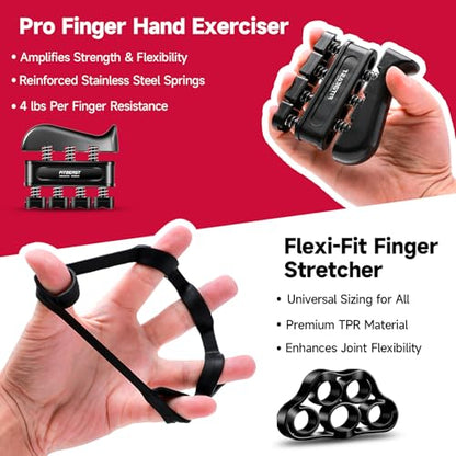 FitBeast Grip Strengthener Forearm Strengthener Hand Grips Strengthener Kit - 5 Pack Adjustable Resistance - color: Black