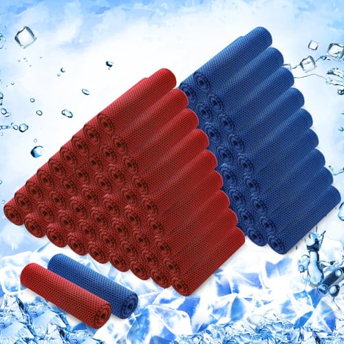 Hosuly 100 Pack Cooling Towels, 40"x12" - color: Deep Blue, Red