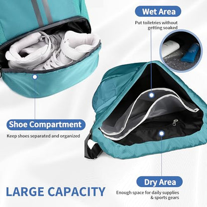 JELUTAR Drawstring Backpack Gym Bag with Shoes Compartment, Teal - color: Teal, size: Large