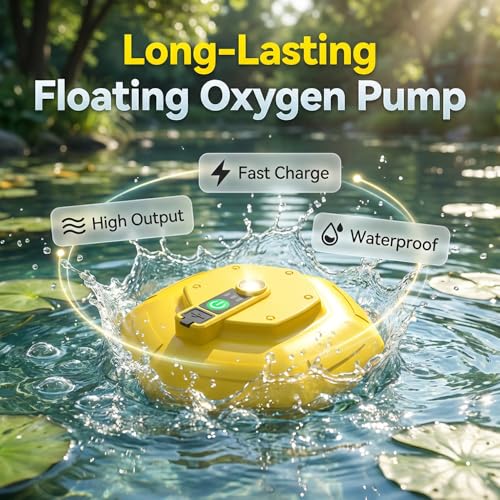 IPX7 Floating Rechargeable Bait Bucket Aerator,3000mAh Portable Live Bait Oxygen Pump,Ultra-Quiet Bubbler for Fishing,Minnow Bucket,Fish Tank,Livewell & Bait Transportation
