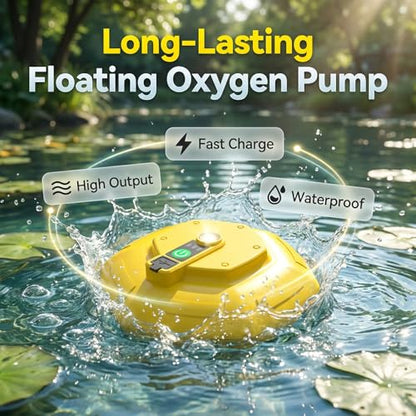 IPX7 Floating Rechargeable Bait Bucket Aerator,3000mAh Portable Live Bait Oxygen Pump,Ultra-Quiet Bubbler for Fishing,Minnow Bucket,Fish Tank,Livewell & Bait Transportation