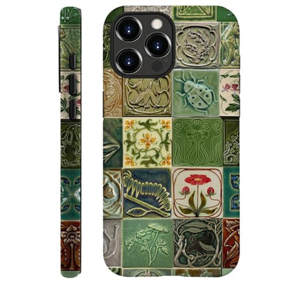 Compatible with iPhone 14 Pro Max,Durable & Shockproof Phone Case Cover Design - Collage Tiles Vines Snails Nature - color: Collage Tiles Vines Snails Nature, size: iPhone 14 Pro Max