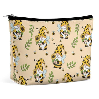 Supdreamc Casual Makeup Cosmetic Case Handbag, Gnomes Bees And Sunflowers Art Cosmetic Train Case Pouch Large Capacity Carry On Bag, Luggage Makeup Pouch for Women GirlGirls Ladies - color: Pattern 427