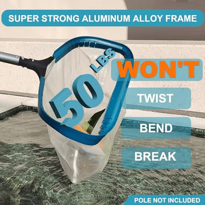 17.5" Heavy Duty Ultra Fine Mesh Pool Pollen & Sand Skimmer Rake, Aluminum Frame Deep Nylon Net, Pool Net for Above Ground & In-ground Swimming Pools (No Pole) - size: 17.5"