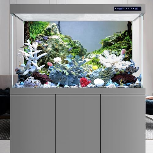 AWERT 24x16 inches Aquarium Background Stone Aquarium Background Aquatic Plant River Bed & Lake Fish Tank Background Vinyl Background