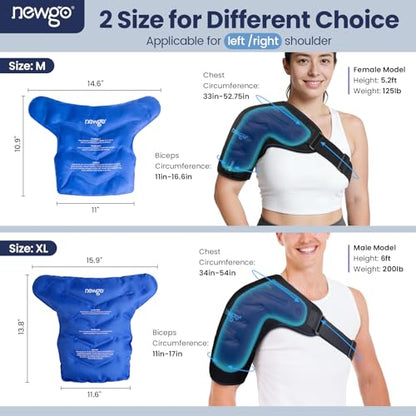 NEWGO Shoulder Ice Pack, Compression for Both Shoulders, FSA Eligible, M - style: Medium-Black