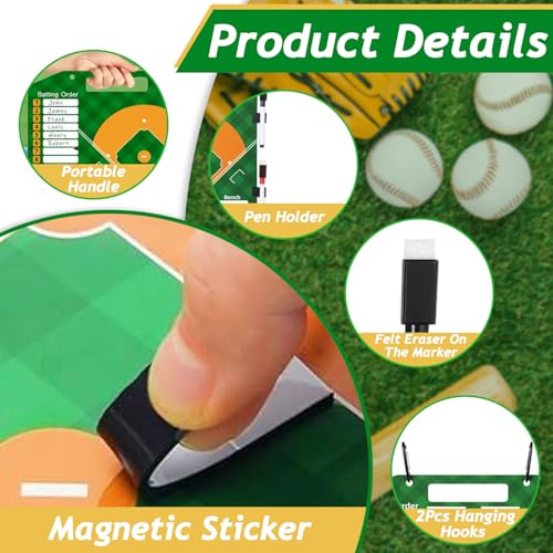 Magnetic Baseball Lineup Board,Dry Erase Clipboard-Baseball Coach Gifts