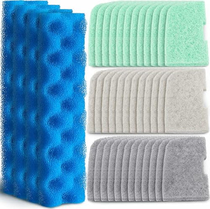 40 Pcs Replacement Filter Media Kit Compatible with Fluval 406/407, Aquarium Filters Set Including 4 Biological Foams, 36 Ammonia/Phosphate/Nitrite Remover - style: 406/407