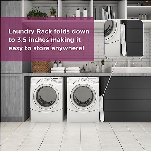 BLACK+DECKER 3 Tier Expandable Collapsing Foldable Laundry Rack for Air Drying Clothing, Space Saving Heavy Duty Lightweight Metal Drying Rack(White) - color: White