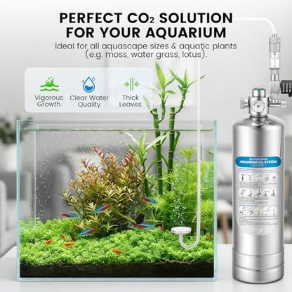 2L Aquarium Co2 System with with Complete Accessories | External Thread Prevent Leaks, Dual Safety Valves & Solenoid, Precise Aquarium Co2 Levels Stable Control Solutions