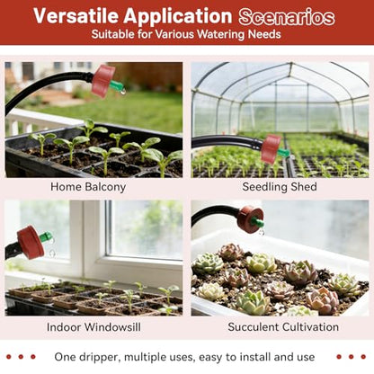 300 PCS 0.25 GPH Pressure Compensating Drip Irrigation Spot Watering Drippers/Emitters, Anti-Clog Self-Cleaning Drip Irrigation Emitters Heads Irrigation Drippers Parts for Seedlings, Mini Gardens - size: 0.25 GPH 300PCS