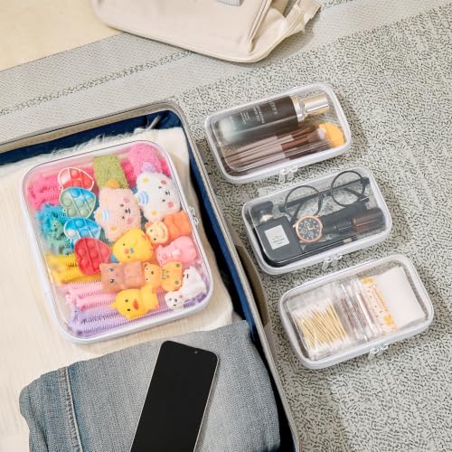 4 pcs Clear Zipper Pouches,Hard Shell Zipper Case - color: White, size: M+3S