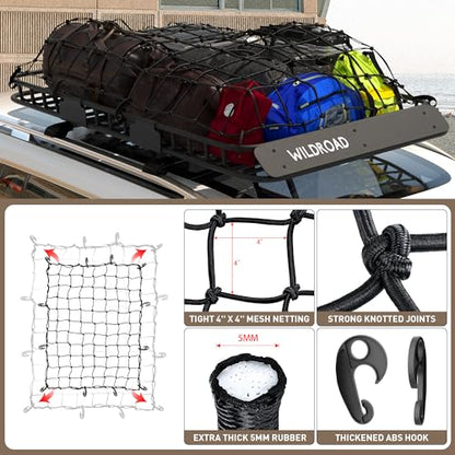 WILDROAD Rooftop Cargo Carrier Combo Roof Rack Cargo Basket 64" x 39" x 4" - size: 63" x 39" x 4"