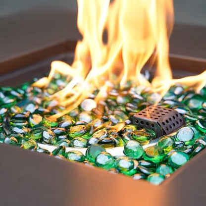 OnlyFire Fire Pit Glass Rocks 10 lbs, High Luster Fire Glass Beads 1/2 Inch, Tempered Glass Marbles for Propane/Natural Gas Fire Pit, Fireplace, Multicolor & Blends Available - color: Emerald Green