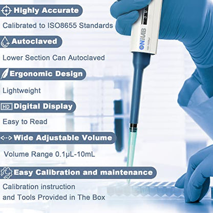 ONiLAB Single Channel Pipettors Adjustable Volume Micro Pipettes, 0.1-2.5μl (7010101001) - size: 0.1-2.5μl