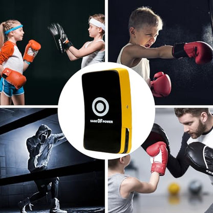Boxing Training Pads Curved Beginner Training Focus Mitts Striking Target | Sparring Coaching Pad for Krav Maga, , Karate, MMA, Kickboxing, Sparring, Drills, Boxing Training Equipment - color: yellow