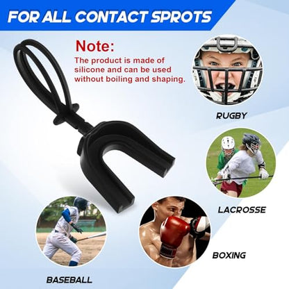 Dunzy 10 Pcs Strapped Mouth Guard Football Sports Mouthguard with Removable Strap Adult Youth Kids Football Mouthpiece Mouth Protector for Boxing Wrestling Basketball Lacrosse Hockey Taekwondo