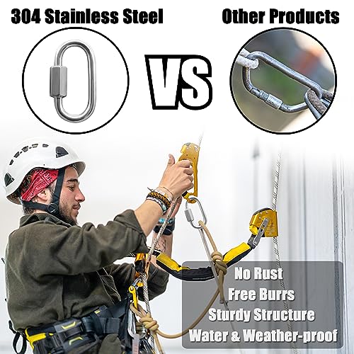 Anvin 2 Pack Large Quick Links M10 3/8 Inch Heavy Duty Carabiner Stainless Steel Chain Links Connector D Shape Locking Chain Hooks Repair Utility Screw Links for Camping Outdoor Equipment Hammocks - style: Oval, 3.5 Inch, 2 Pack
