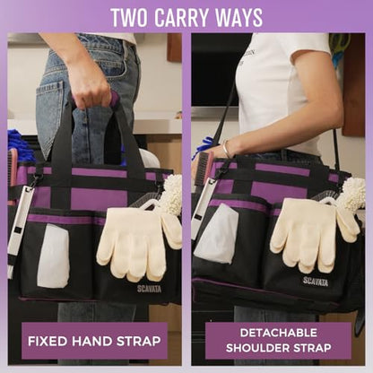 Compact Wearable Cleaning Caddy, Small Cleaning Caddy Supplies Organizer with Handle & Shoulder Straps for Housekeepers, Under Sink & Car Cleaning Tool Organizers Bag (RoyalPurple) - color: RoyalPurple