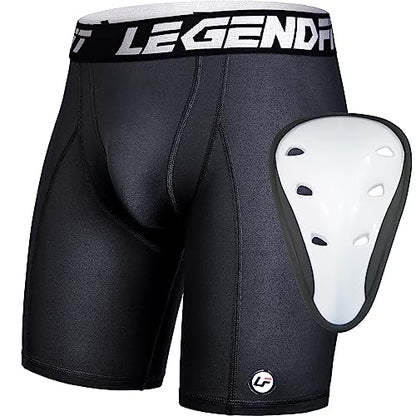 Men Baseball Compression Straps Shorts with Athletic Cup - color: Black, size: Medium