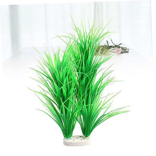 LIOOBO Green Lifelike Aquatic Scallion Grass Ornament for Fish Tanks Realistic Artificial Water Plants Base for Decorative Aquariums and Micro Landscapes