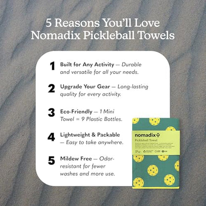Nomadix Pickleball Towel, Microterry Quick-Dry Sweat and Sport Towel, Odor-Resistant, Ultra Absorbent, Sand and Hair Resistant, Lightweight Recycled Material, Durable, 30″×16″ (Green) - color: Green