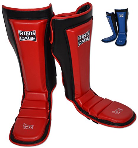 Ultima GelTech MMA Muay Thai Grappling Shin Instep Shin Guards - color: Red, size: Medium